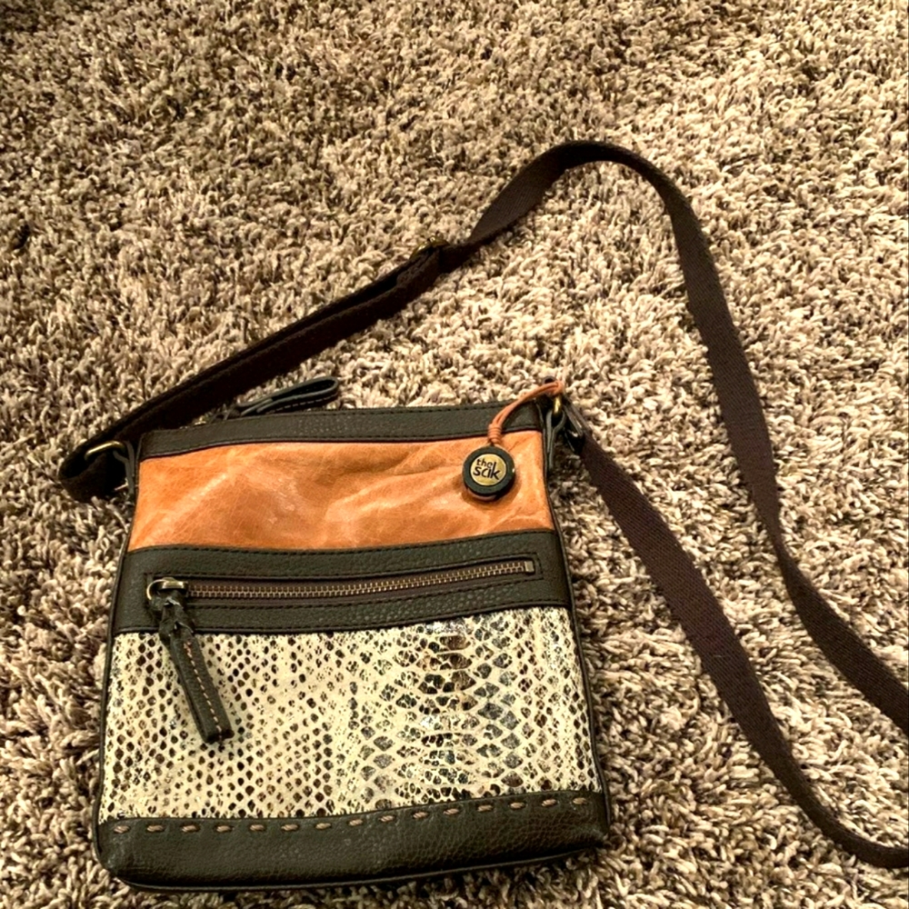 Sak crossbody purse tan snake print